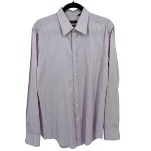 Hugo Boss Slim Fit Stripe Dress Shirt Mens Size 16.5 34/35 Button Front